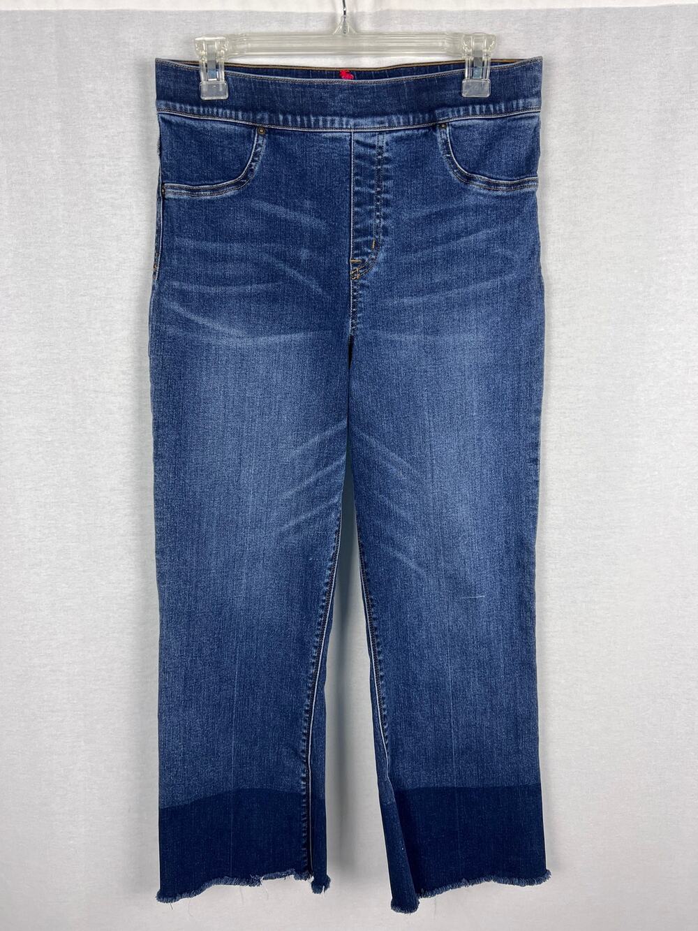 Spanx Jeans Womens Large Wide Leg Crop Two Tone Denim High Rise Capsule Basic